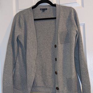 Grey Cardigan with Elbow Patches